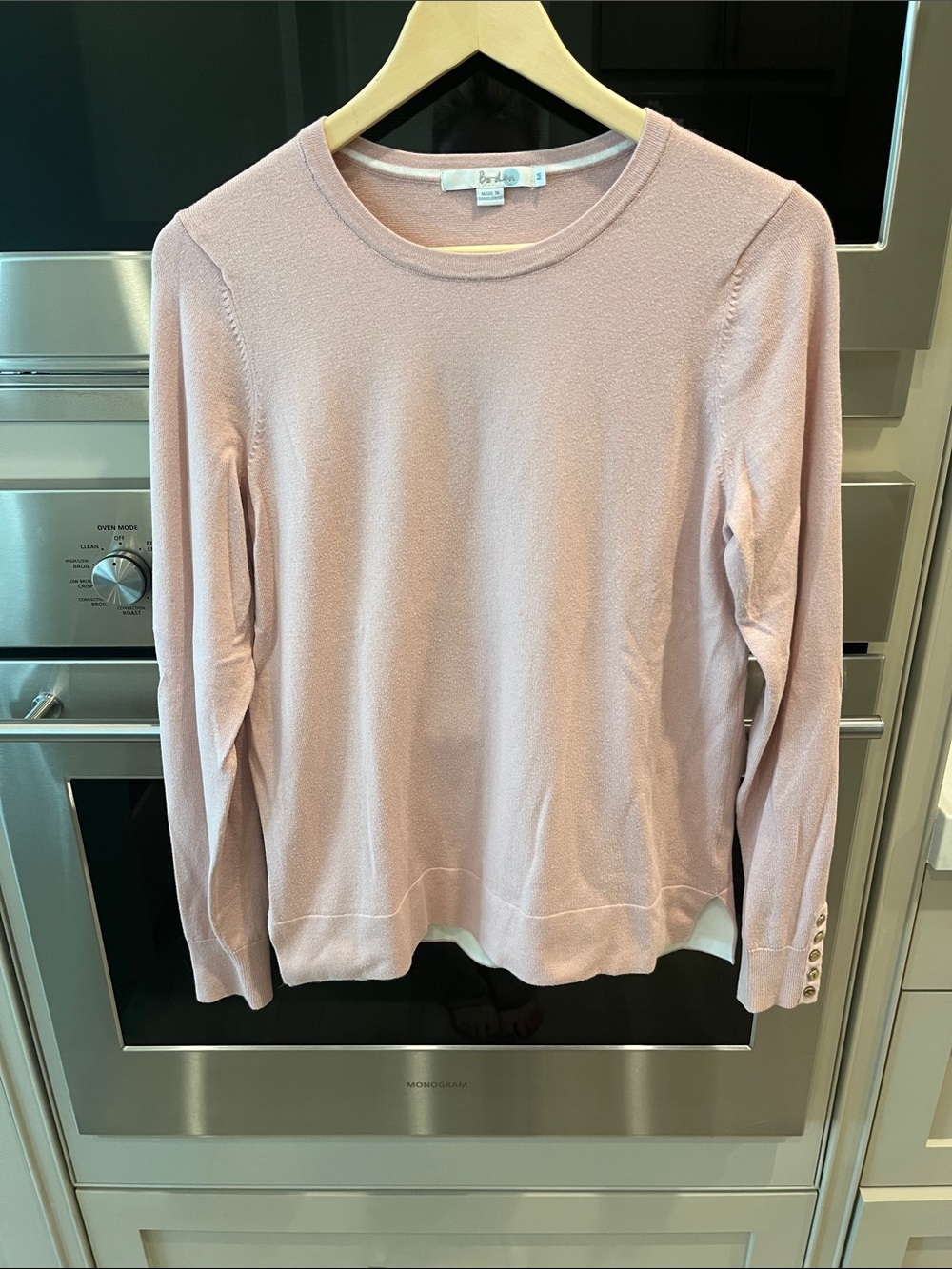 BODEN: Blush Pink Long-Sleeve Crewneck Sweater Top